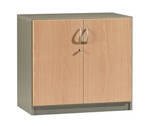 SIMMOB Armoire Basse de Bureau 2 Portes Hêtre Alu