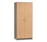 SIMMOB Armoire Haute de Bureau 2 Portes Hêtre Alu 180 cm