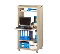 SIMMOB Armoire Informatique Mobile Chêne 2 Tiroirs 5 Niches L 65.2 H 139.9 P 53.1 cm - Bambous 912