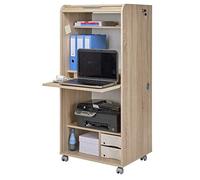 SIMMOB Armoire Informatique Mobile Chêne 2 Tiroirs 5 Niches L 65.2 H 139.9 P 53.1 cm - Drapeau Suisse 650