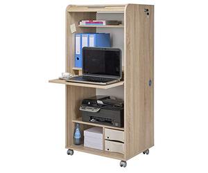 SIMMOB Armoire Informatique Mobile Chêne 2 Tiroirs 5 Niches L 65.2 H 139.9 P 53.1 cm - Drapeau Suisse 650