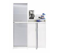 SIMMOB Buffet et Table de Cuisine Pivotante Blanc Alu 9 Niches