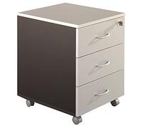 SIMMOB Caisson de Bureau 3 Tiroirs Gris et Anthracite roulettes L 41 H 56 P 50 cm