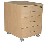 SIMMOB Caisson de Bureau 3 Tiroirs Hêtre roulettes L 41 H 56 P 50 cm