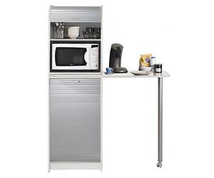 SIMMOB Table de Cuisine et Meuble de Rangement Blanc Alu L 131.1 H 180.7 P 60 cm