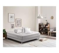 Ensemble matelas sommier 160 x 200 SIMMONS + Couette Oreillers - Hauteur 25 cm - Ressorts Sensoft - Fabriqué en France - SW3