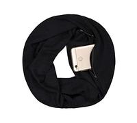 Simoda Foulard femme à carreaux infinity hiver écharpes douces et chaudes avec une poche cachée secrète (black)