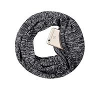 Simoda Foulard femme à carreaux infinity hiver écharpes douces et chaudes avec une poche cachée secrète (Grey)