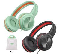 SIMOLIO 2 Lot écouteurs Supra-Auriculaires Pliables à Isolation Phonique avec Micro et Volume limité (85/94/104 dB), Casque Filaire avec Prise de Partage et sac Portable pour Ordinateur, Enfants,école