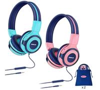 SIMOLIO 2 Paquet Casque Audio Enfant avec Limiteur de Volume de 75dB/85dB/94dB, de Partager Musique Microphone pour Lunni Ordinateurs Portable Android Smartphones PC Ordinateur