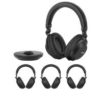 SIMOLIO Bluetooth Casque TV sans Fil, avec Son Clair & Puissant, 4 Casques Aves émetteur, Faible Latence, Paquet fête Disco Silencieuse, 3 Modes D'égalisation, Système D'écoute Assistée église