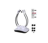 SIMOLIO SM-824D2 Doubles Casques sans Fil pour Télévision pour Séniors avec émetteur Support de Charge 2 en 1, Ecouteurs Numériques 2,4 GHz, Mode Dialogue Clair et Ambient Mode, Batterie de Rechange