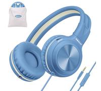 SIMOLIO Casque D'écoute Filaire pour Enfants pour l'école avec Mic, 85dB 94dB 104dB Volume Limité, Pliable Casque D'écoute Stéréo avec Prise de Partage pour Enfants/Adolescents/Tablettes/Voyages