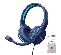 SIMOLIO Casque Filaire pour Enfants avec Microphone, Microphone pivotant Flexible pour élèves de l'école K-12 et Enseignants, e-Learning, réunions et appels, limiteur de Volume à 3 Niveaux pour