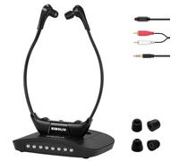 SIMOLIO Casque TV sans Fil pour Television, Son Clair et Volume Amplifié pour Seniors, Pas de Délai, Gain De l'oreille Gauche Et Droite, Aves émetteur et Chargeur, Compatible avec la Plupart des TVs