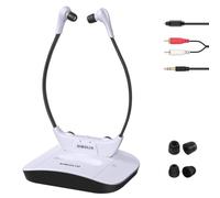 SIMOLIO Casque TV sans Fil Séniors, Clarté des Dialogues, Batterie Rechange | Réglage Ton & Bal G/D, Mode Son Ambiant, Portée 50 Mètres, Émetteur/Station De Charge, Sans Délai, Optique/RCA/AUX, SM-824D1