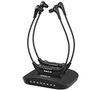 SIMOLIO Double Casque TV sans Fil pour Séniors, Infrarouge, 3 Préréglages de Tonalité, Volume Séparé, 15 Heures Batterie, Son Ambiant, Combiné émetteur/Chargeur, Compatible avec la Plupart des TVs