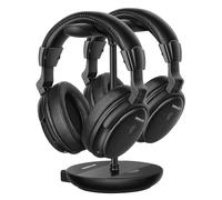 SIMOLIO Double Casque TV sans fil pour Television, Dialogue Clair & Volume Amélioré & Confortable pour Séniors, avec émetteur/Support de Charge, Batterie de Rechange, By-pass, Pas de Latence, SM-829D2