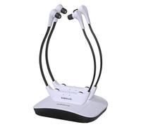 SIMOLIO SM-824D2 Doubles Casques sans Fil pour Télévision pour Séniors avec émetteur Support de Charge 2 en 1, Ecouteurs Numériques 2,4 GHz, Mode Dialogue Clair et Ambient Mode, Batterie de Rechange