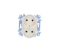 Simon 10 Douille double/u crème 16A 250V IP20 CG2M.01/41