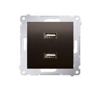 Simon 54 Chargeur 2xUSB 2.1A 5V/DC Marron Mat DC2USB.01/46