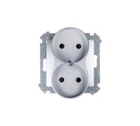 Simon 54 double prise b/u 16A IP20 argent mat DG2MZ.01/43