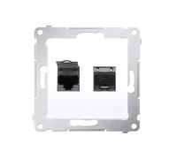 Simon 54 Module White Computer Socket 2X Uae 8 Cat.6 Ftp With Dust Cover Flat