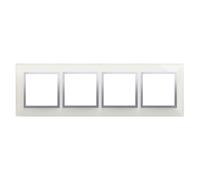 Simon 54 Nature cadre quadruple verre ARGENT BROUILLARD DRN4/71