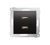 Simon 54 Premium Anthracite Chargeur USB double (module), 2.1A 5V DC, DC2USB.01/48, Contact Simon