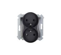 Simon 54 Prise double w/u 16A IP20 avec couvercle de rail anthracite DGZ2MZ.01/48