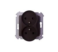 Simon 54 Prise double w/u 16A IP20 avec couvercle de rail bronze mat DGZ2MZ.01/46