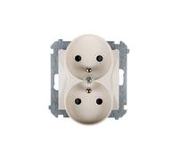 Simon 54 Prise double w/u 16A IP20 avec couvercle de rail crème DGZ2MZ.01/41