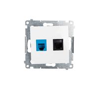 Prise téléinformatique RJ45 cat.5e + RJ12 Simon 54 D5T.01/11