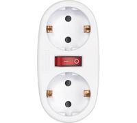Simon Adaptateur avec interrupteur 2 prises frontales 16 A (250 V, 3680 W), prise multiple compacte avec contrôle On/Off pour plus de sécurité et d'économie d'énergie, Blanc