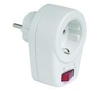 SIMON Brico - Adaptateur 10/16 A 250 V avec interrupteur blanc rétractable
