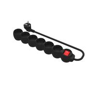 SIMON Brico Basicline - Base 6 prise prise terre + interrupteur + câble de 1,5 m 3 G1 Noir Sac rabat