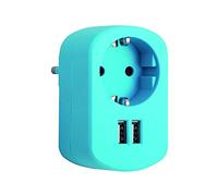 SIMON Brico cl118130 - Adaptateur Combi 1 prise 16 A 250 V + 2 USB 2.1 A Bleu Caraïbes