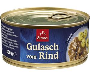 Simon Delikatess Gulasch de bœuf dans une sauce fine 300 g dans une boîte de conservation recyclable