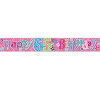 Simon Elvin bannière d'anniversaire 65e (pack de 6) SG18437 (taille unique) (Rose)
