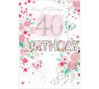 Simon Elvin - Carte d'anniversaire "Have A Fabulous 40th Isabel Garden" Pack de 6 - Carton SG37447 (Taille unique) (Blanc/Rose/Vert)