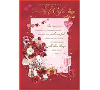 Simon Elvin - Carte de voeux "All These Things For My Wife", St Valentin Pack de 6 - Carton SG22562 (Taille unique) (Rouge/Rose)