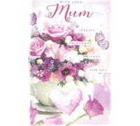 Simon Elvin - Carte de voeux "With Love Mum", Anniversaire Pack de 6 - Carton SG37912 (Taille unique) (Rose/Blanc)