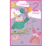 Simon Elvin - Hibou - Carte de voeux "Look Who's 2 Today !", Anniversaire Pack de 6 - Carton SG38226 (Taille unique) (Coloré)