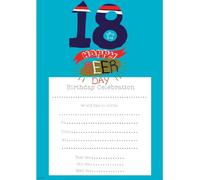 Simon Elvin invitation d'anniversaire (10 pièces/paquet) SG13819 (18th) (Bleu)