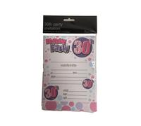 Simon Elvin - Invitations, 30e anniversaire pack de 20 - carton SG29666 (taille unique) (Blanc/Rose/Bleu)