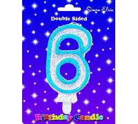 Simon Elvin - Numéro - Bougie d'anniversaire "6" - Cire SG29750 (Taille unique) (Bleu/Blanc)