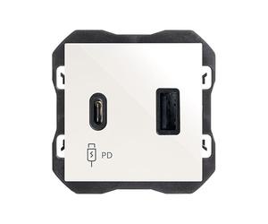 SIMON - Kit deux chargeurs USB type C à encastrer blanc, série Simon 270, 3.1A, charge rapide Quickcharge, facile à installer, comprend cadre, couvercle et mécanisme, chargeur double blanc