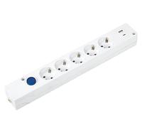 SIMON - Multiprise multifix, multiprise Plate, 5 Prises de 16 A et 2 USB A+C 3A avec Charge Rapide, Prise de Terre et Interrupteur de lumière, 250 V, 3680 W, Couleur Blanche