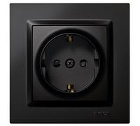 SIMON - Prise à encastrer Schuko, série Simon 10, 250 V, 16 A, prise murale plate et fine, facile à installer, avec cadre, couvercle et mécanisme, base de prise femelle couleur noire