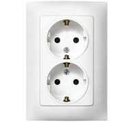 SIMON - Prise double à encastrer Schuko, série Simon 10, 250 V, 10 A, prise murale plate et fine, facile à installer, avec cadre, couvercle et mécanisme, base de prise femelle Blanc